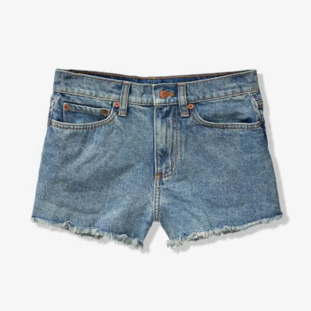 PINK Victoria's Secret High Waist Denim Shorts Collegiate Blue Light Indigo 28 - Picture 2 of 6